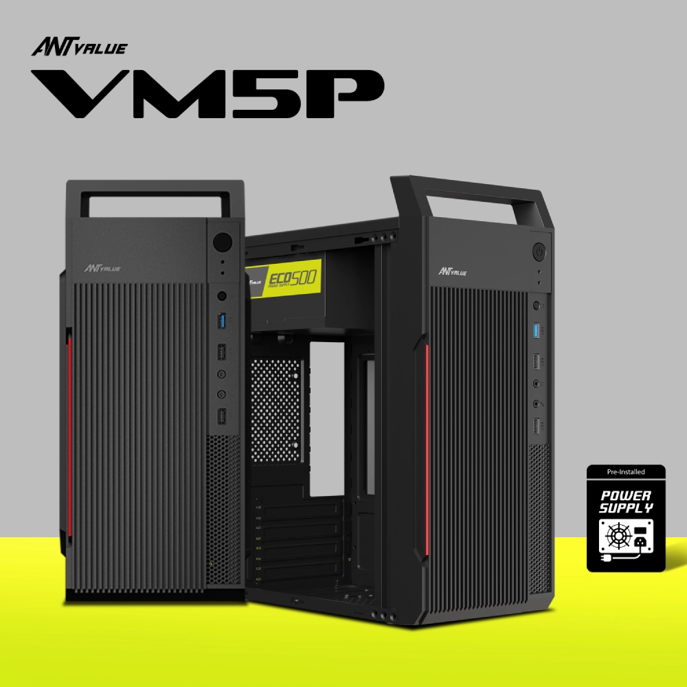 Ant Value Mid Tower Cabinet (M-ATX/M-ITX) VM5P with SMPS view 3